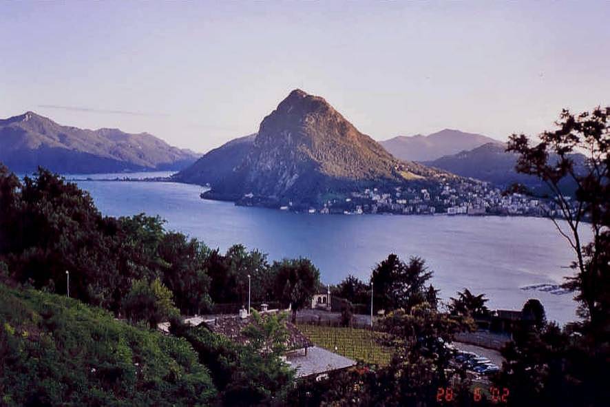 Lugano's Monte San Salvatore in the evening light